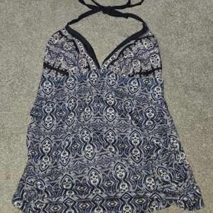 Liz Lange Blue and White Maternity Swim Top